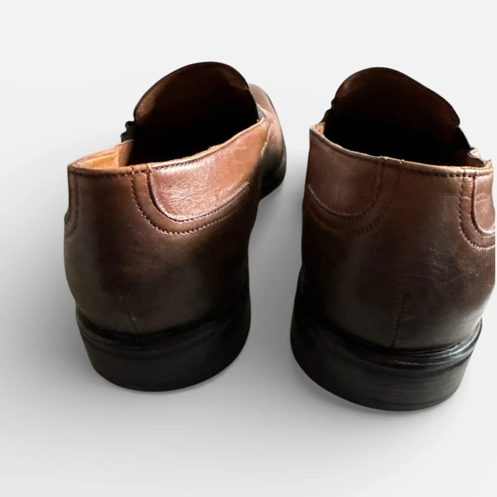 Donald J. Pliner Broy Brown Leather Men's‎ Shoes slip on loafers Sz 9 1/2 - Picture 6 of 11